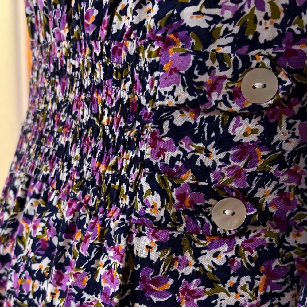 Dark Floral Long Sleeve Maxi Dress Navy Purple Vintage 90s Grandma Goth Grunge - Picture 3 of 10